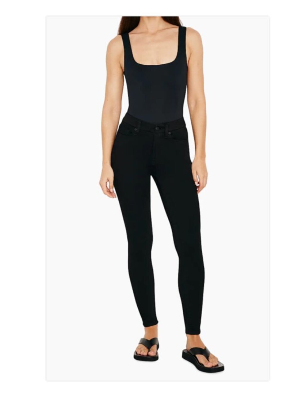 Good American Good Legs Skinny Jeans Black Stretch Mid Rise Size 00/24